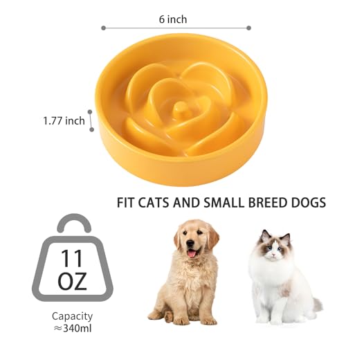 6'' Ceramic Slow Feeder Dog Bowls (6 inch / Yellow)