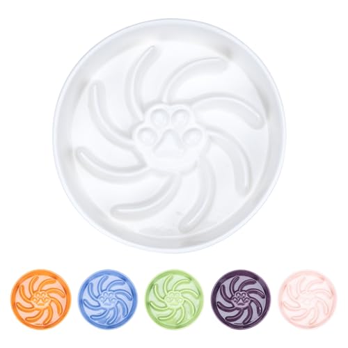 Ceramic Slow Feeder Dog Bowl (White)