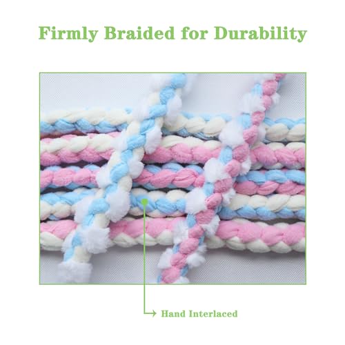 Braided Fleece Dog Tug Toy (Pink/Blue-Donut)