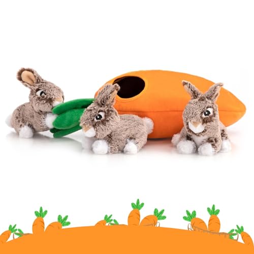 Squeaky Hide and Seek Dog Toys for Small and Medium Dogs (Rabbit)