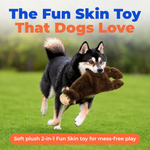 2-in-1 Stuffless Squeaky Dog Toy - Monkey, Medium (Brown Monkey / Medium)