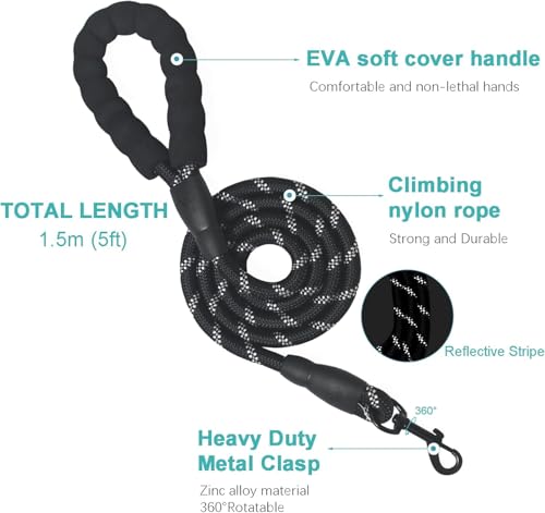 No Pull Dog Harness with Leash for Large Dog (Black / L)