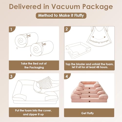 Orthopedic Dog Beds Large Sized Dog (Dusty Pink / 35.0"l X 22.0"w X 6.5"th)