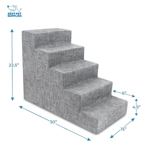 Dog Stairs & Steps (Ash Gray Linen / H: 22.5 Inches)