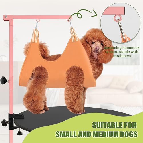 Dog Grooming Arm with Pet Grooming Hammock (Pink)