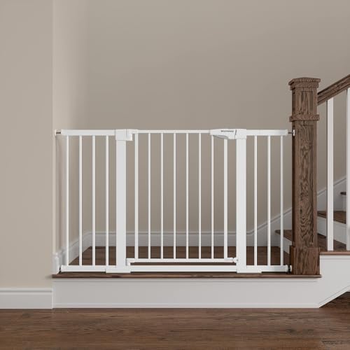 29.7 51" Extra Wide Baby & Dog Safety Gate for Stairs & Doorways (White / 29.7-51"W x 30"H)