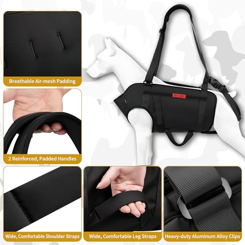 Full Body Dog Carry Sling for Large Dogs (Black / XL)
