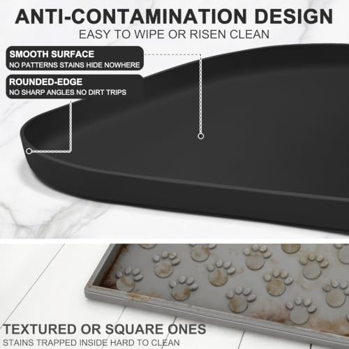 Waterproof Silicone Pet Food Mat with Raised Edge for Dog & Cat (Black / 36"L x 24"W)