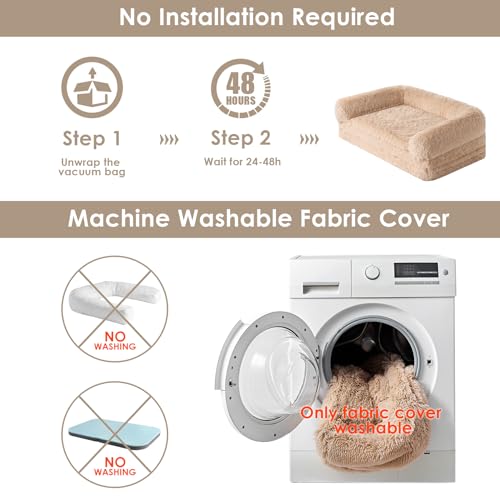 Orthopedic Foldable Human Dog Bed (72x44x11(Folded 44x36) / Camel)