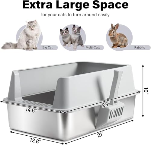 XL Stainless Steel Litter Box with Lid (XL)