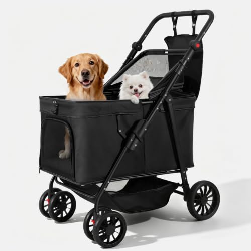 Dog Stroller for Large & Medium Dogs (Black)