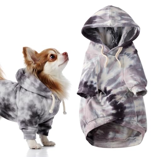 Rocky II Dog Hoodie (Black Tie Dye / XX-Small (4-7 lbs))