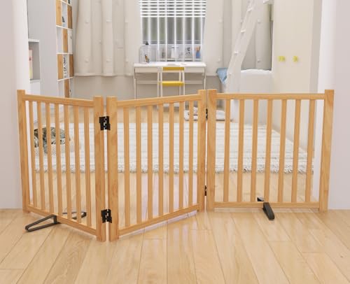 Non Painted Wooden Freestanding Dog Gates (【3 Panel】-23“ H)