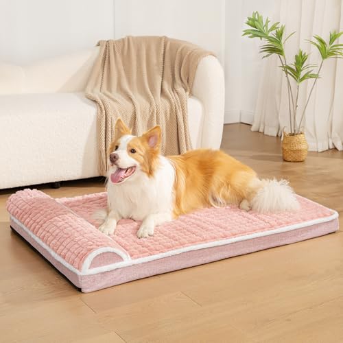 Orthopedic Large Dog Bed Pillow Pet Sofa Bed 42''X28'' Pink (Pink / 42"L x 28"W x 3.5"Th)