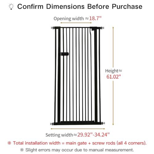 Extra Tall Cat Gate 61.02" High 29.92" (61.02" H-black / 29.92"-34.24" W)