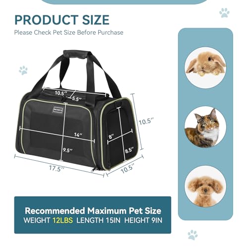 Pet Carrier Airline Approved with Extendable Mat (Medium / Black)