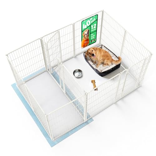 Homeplus Indoor Dog Playpen with Divider Connectors (White / 40"H)