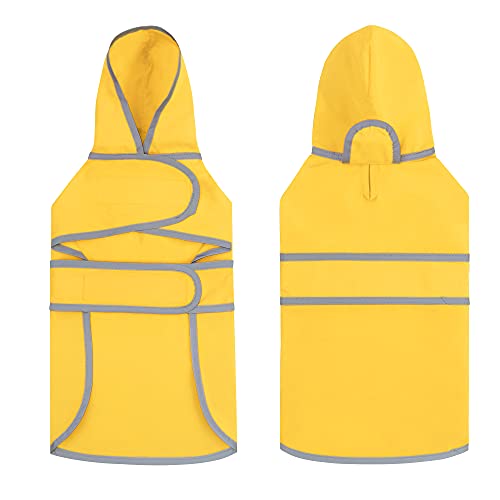 Dog Raincoat Waterproof Dog Rain Jacket with Hood (Yellow / Medium)