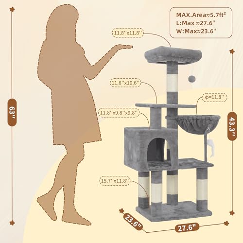 Cat Tree with Toy (43.3 inch / Light Gray)