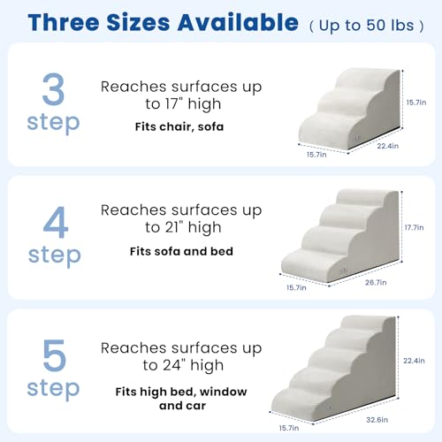 Dog Steps for Bed 17.7" H (Light Grey)