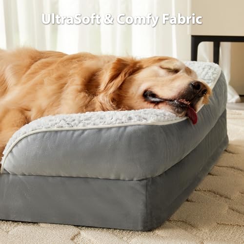 Orthopedic Dog Bed for Medium Dogs (Grey / 28"L x 23"W x 6.5"Th)