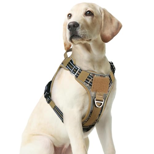 Tactical Dog Harness Medium Sized (M(chest:20.1"-33.9",neck:17.7"-22.3",back:7.5") / Desert Camo)