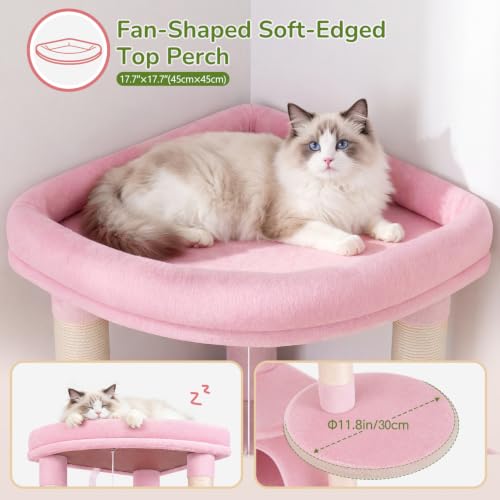 Pink Corner Cat Tree Tower with Scratching Post (51inch / Pink)