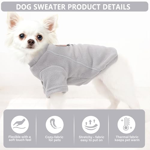 2 Pack Dog Sweaters with Leash Ring Warm Fleece Dogs Sweatshirt for Small Medium Dogs Pet Puppy Coat Apparel Outfits Winter Dog Clothes for Chihuahua (Navy+Grey / Small)