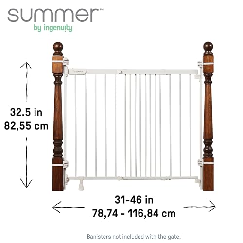 Stairway+ 46W Series Safety Pet and Baby Gate (White Metal)