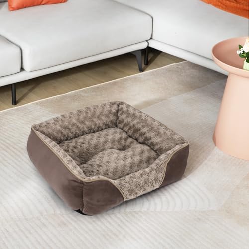 Large Dog Bed Rectangle Washable Orthopedic Soft Calming Sleeping Durable Pet Cuddler with Anti (L(30"x 24"x 9") / Dark Brown)