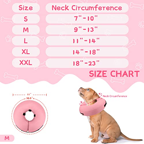 Inflatable Dog Cone Collar for Large Medium Small Dogs (Solid Pink / M(Neck 9"-12.5"))