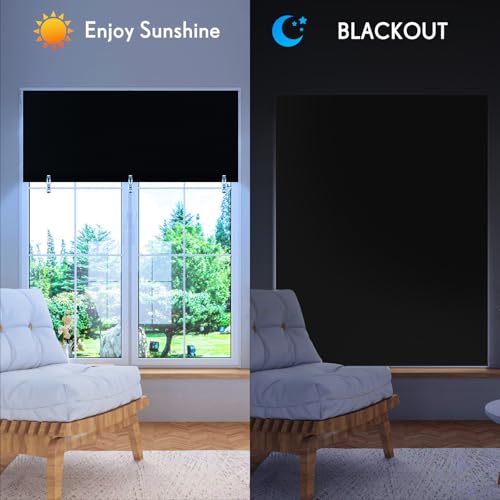 Blackout Roller Shades (Black / 48"W x 72"H)