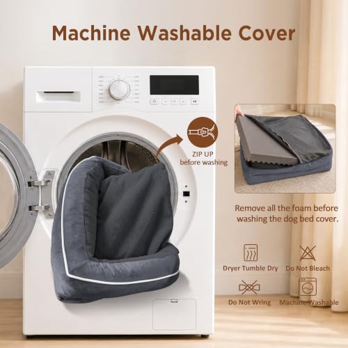 Waterproof Orthopedic Dog Bed for Extra Large Dogs (42.0"L x 30.0"W x 8.5"Th / Dark Grey)