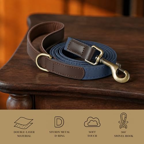 PU Leather Dog Leash for Small Dogs (Blue / 5/8"x 5FT)