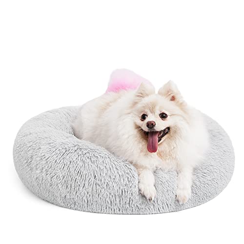 Orthopedic Dog Bed Comfortable Donut Cuddler Round Pet Beds Ultra Soft Washable Dog and Cat Cushion (S(23’’x 23’’) / Grey)
