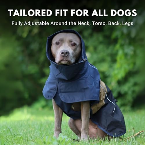 Dog Raincoat Waterproof Rain Jacket w (Blue Gold Black / Large)