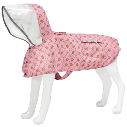 Waterproof Dog Raincoat (Gold Cheery Blossoms Pink / X-Small)