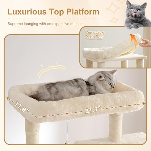 Cat Tree, 76-Inch Tall Heavy Duty Cat Tower for Big Cats HCT039M (Beige / 76.8 inch)