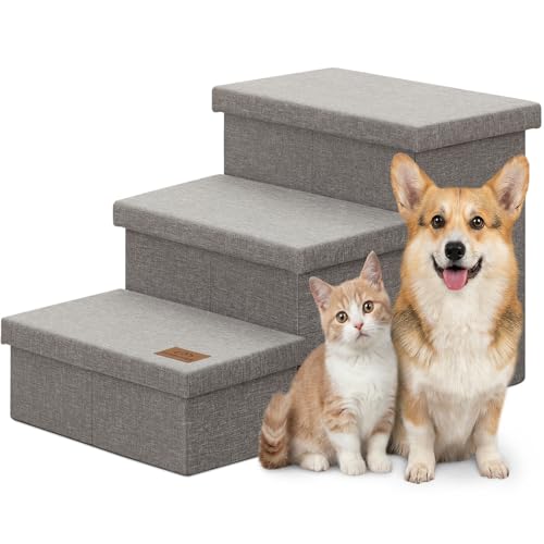 Dog Stairs with Storage (Grey No Condo / 3)