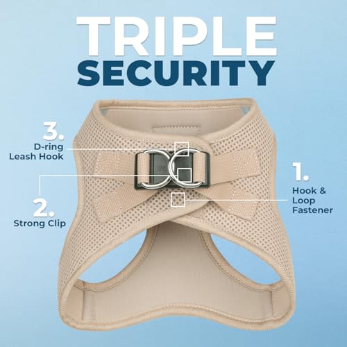 Voyager Step in Air All Weather Mesh Harness and Reflective Dog 5ft Leash Combo with Neoprene Handle (Khaki / XL (Chest: 20.5 - 23"))