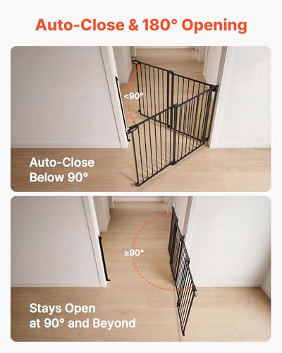 Pet Gate for Stairs (Black / 31-48" Wide x 36" Tall)