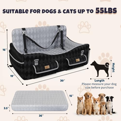 Dog Car Seat for Medium (Black/Grey / Large)