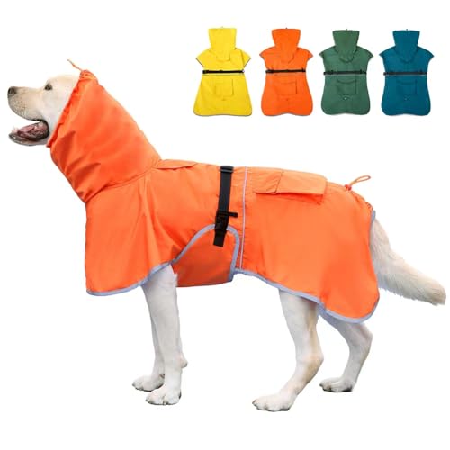 Dog Raincoat Waterproof Adjustable Rain Jacket Small Dogs Orange (Orange / XL-Fit for 15-21 pounds)