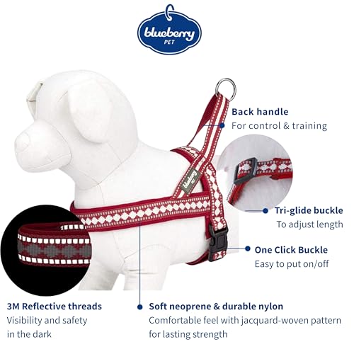 4 Colors Soft & Comfy 3M Reflective Jacquard Padded Dog Harness (Small(16.5" - 21") Chest Girth / Marsala Red)