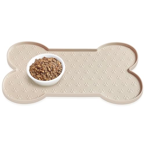 Dog Food Mat Anti (19.4" x 9.8" / Beige)