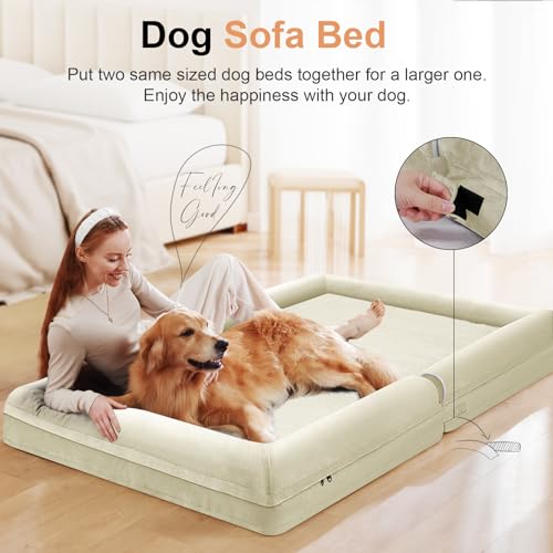 Orthopedic Dog Bed for X (Beige / 40.0"L x 32.0"W x 6.5"Th)