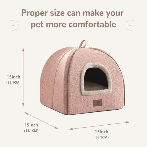 Cat Beds for Indoor Cats (M(15 X 15 X 15 Inch) / Pink)