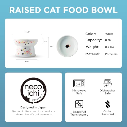 Necoichi Ceramic Elevated Cat Food Bowl (Sakura / Regular)