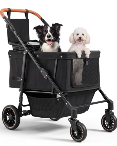 Dog Stroller for Medium & Large Dogs Up to 66 lbs (Classic Black)