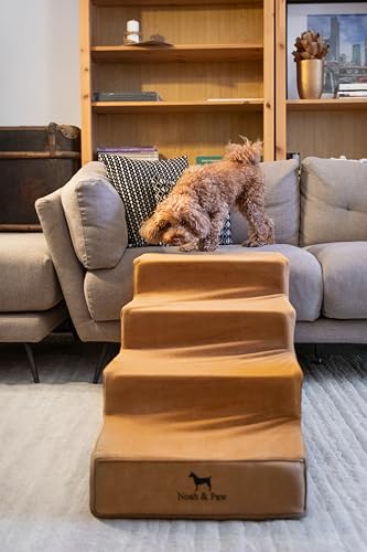 Dog Stairs Dog Ramp for Bed ((4 Step) Camel)